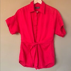 Ralph Lauren Red Tie-Front Blouse